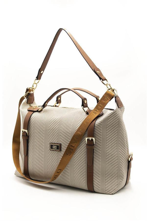 Silver & Polo SP1064 Kadın Seyahat Çantası Hasır Bej-Taba