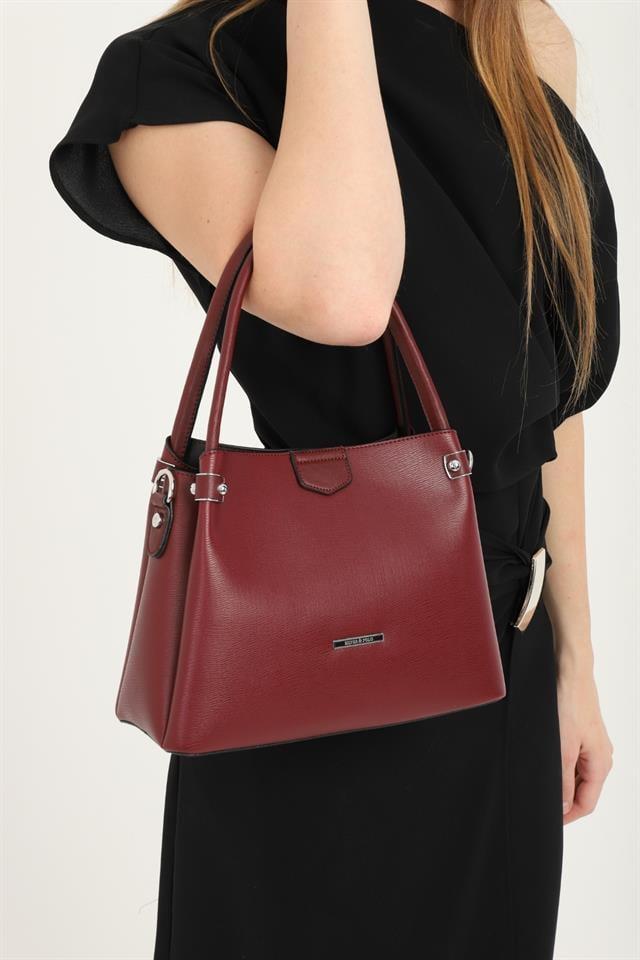 Silver & Polo SP1254 Kadın El Çantası Düz Bordo
