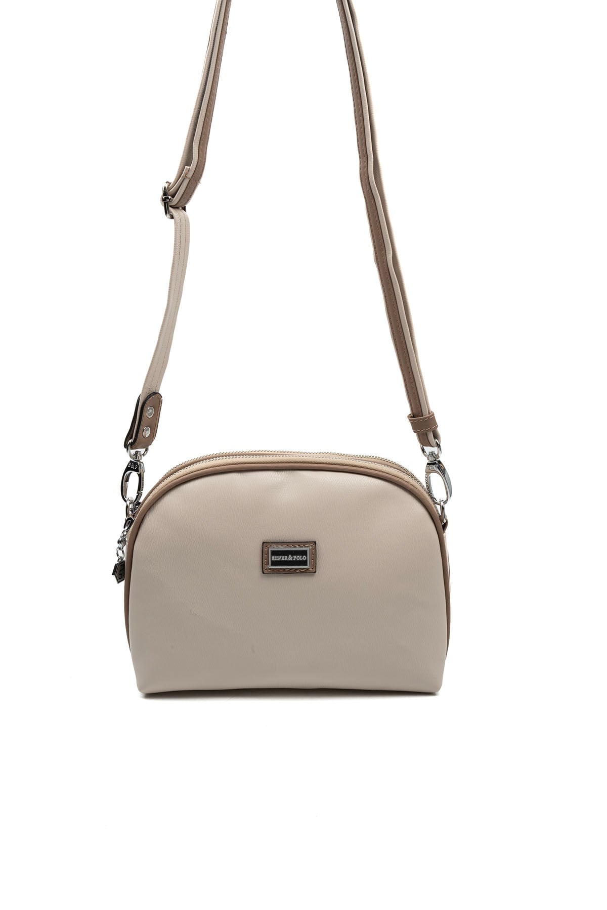 Silver Polo Bej - Latte Düz Kadın Çapraz Çanta SP765