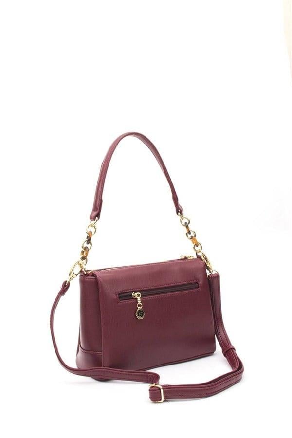 Silver Polo Bordo - Bordo Düz Kadın Çapraz Çanta SP910