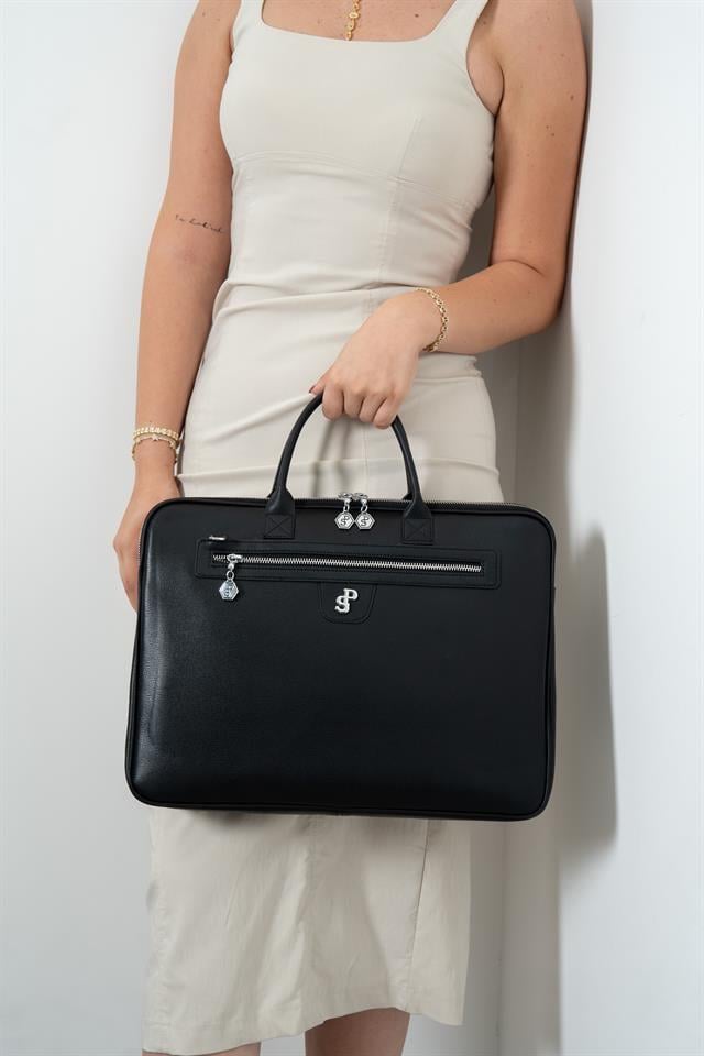 Silver & Polo SP1175 Kadın Laptop & Evrak Çantası Düz Siyah