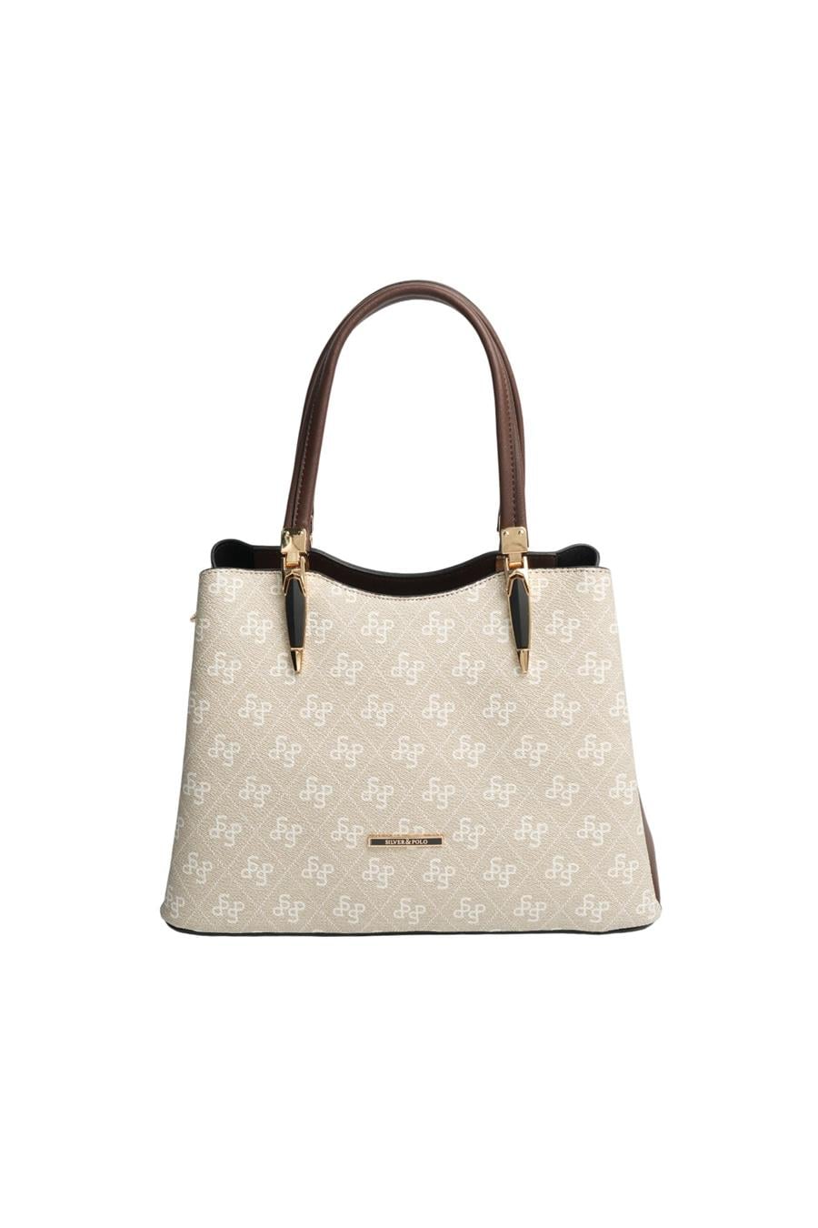 Silver Polo Taş - Kahve Monogram Kadın El Çantası SP1205