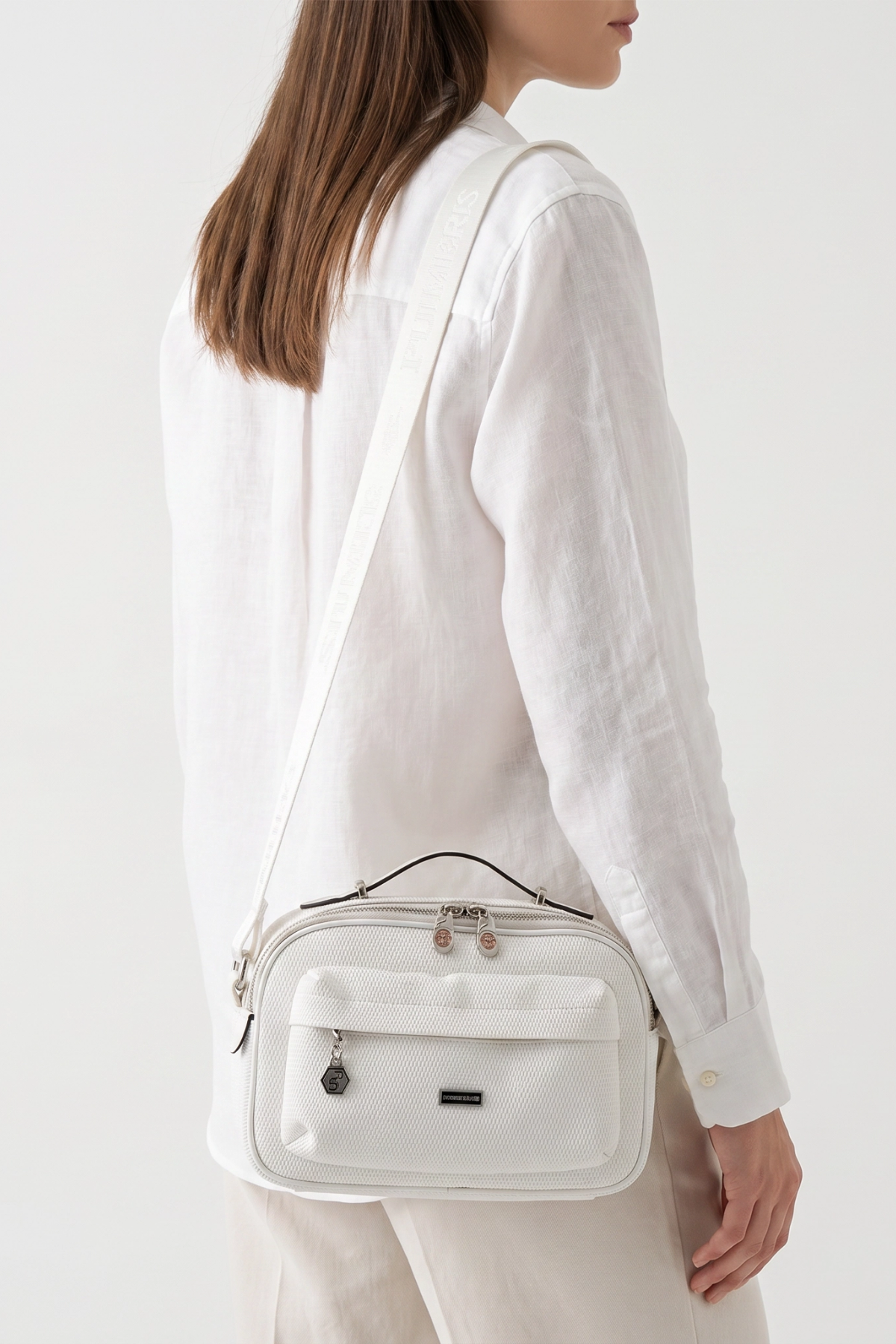 Silver Polo SP1186 Kadın Çapraz Çanta Petek Beyaz-Beyaz