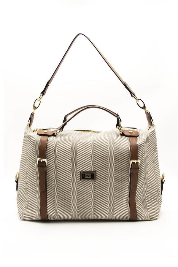Silver & Polo SP1064 Kadın Seyahat Çantası Hasır Bej-Taba