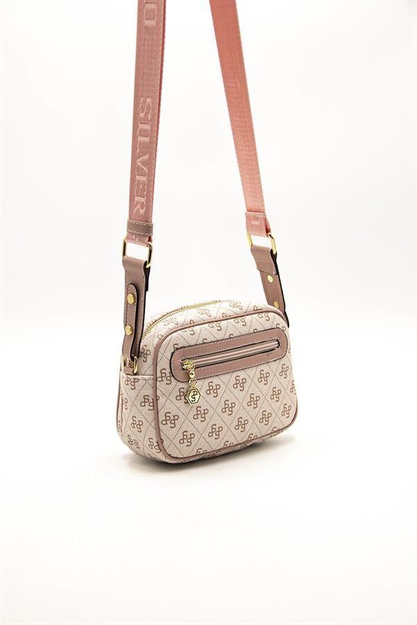 Silver Polo SP1111 Kadın Çapraz Çanta Monogram Pembe-Pudra
