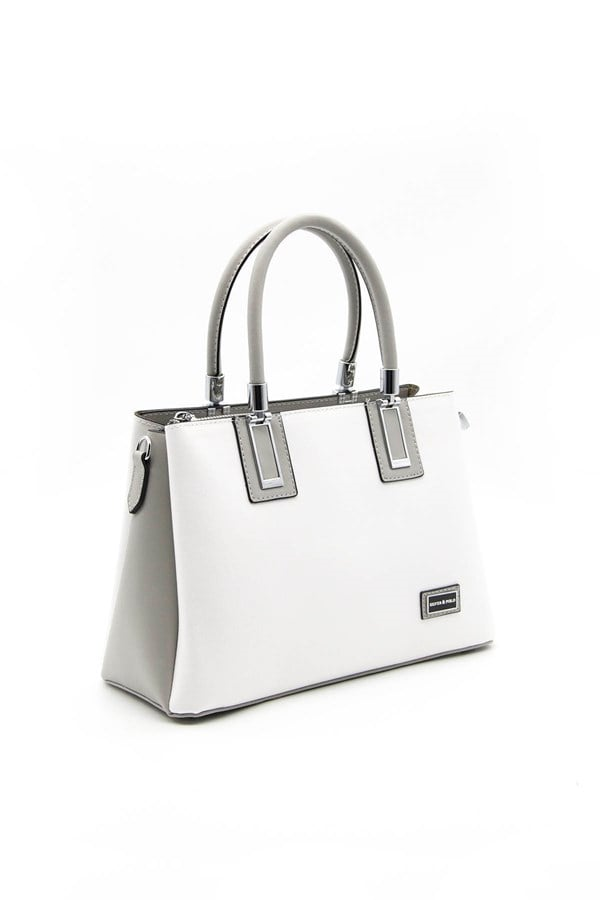 Silver & Polo SP1000 Kadın El Çantası Düz Beyaz-A.Gri