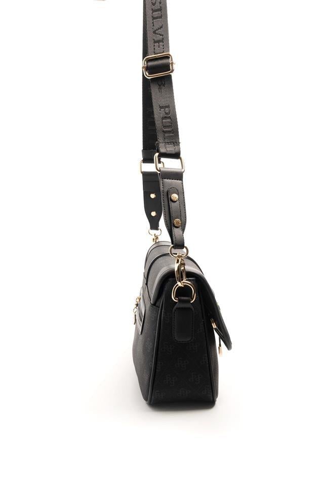 Silver & Polo SP1182 Kadın Çapraz Çanta Monogram Siyah