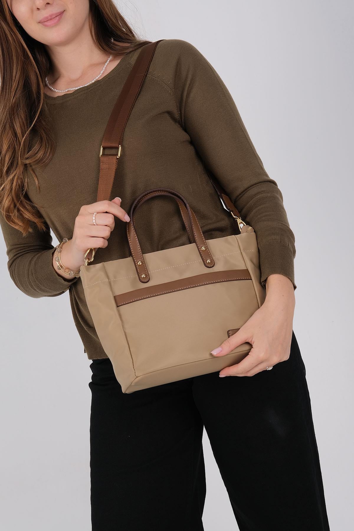 Silver Polo SP1214 Kadın El Çantası Saten Vizon-Camel