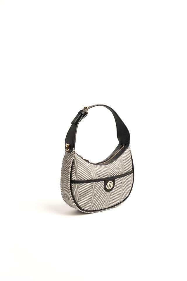 Silver & Polo SP1194 Kadın Omuz Çantası Hasır Siyah Beyaz-Siyah