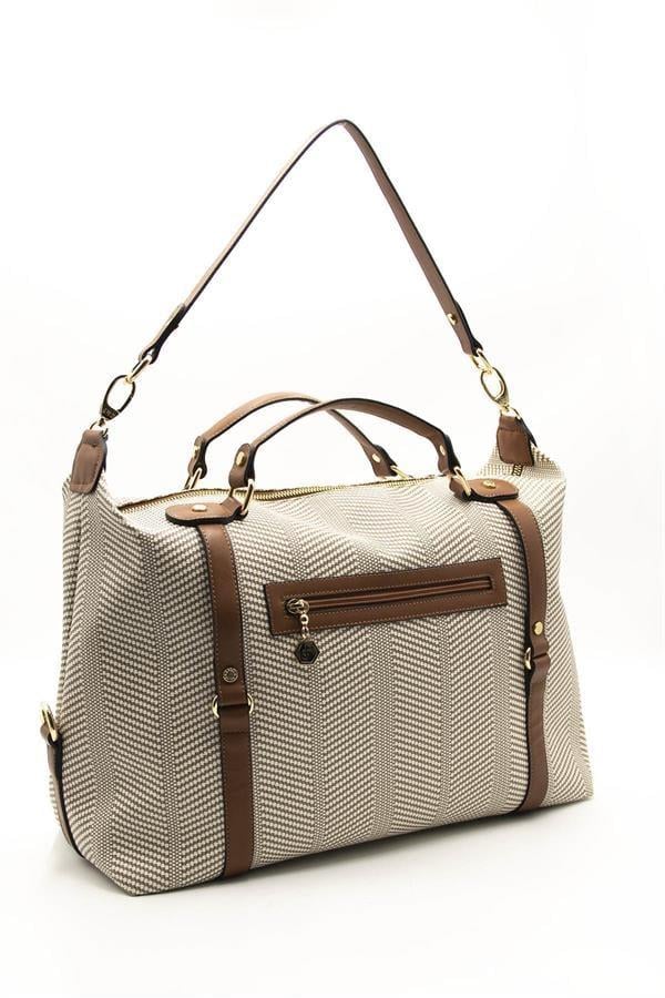 Silver & Polo SP1064 Kadın Seyahat Çantası Hasır Bej-Taba