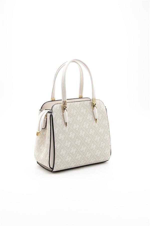 Silver Polo Taş - Kemik Monogram Kadın El Çantası SP1136