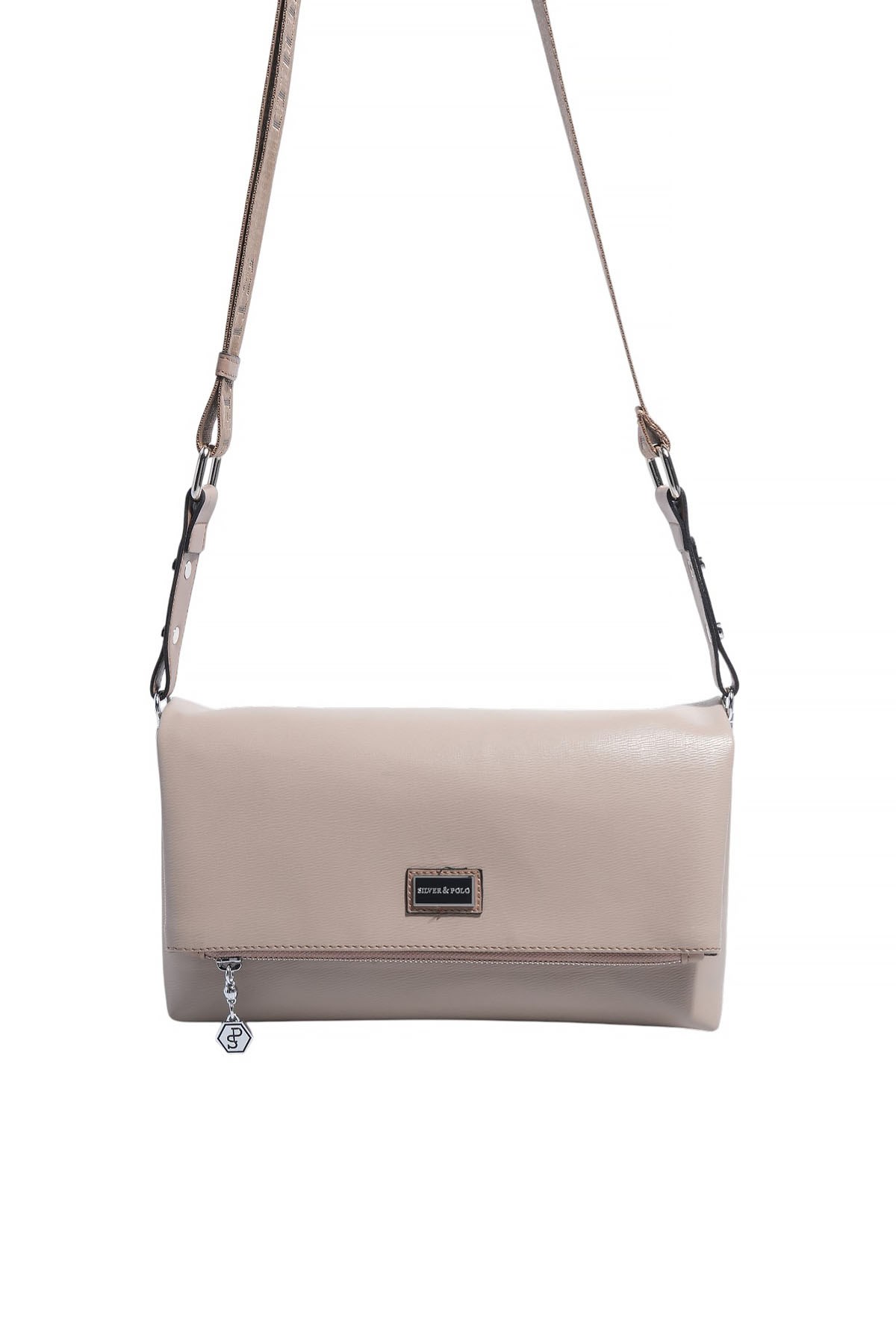 Silver Polo Koyu Bej - Latte Düz Kadın Çapraz Çanta SP1278