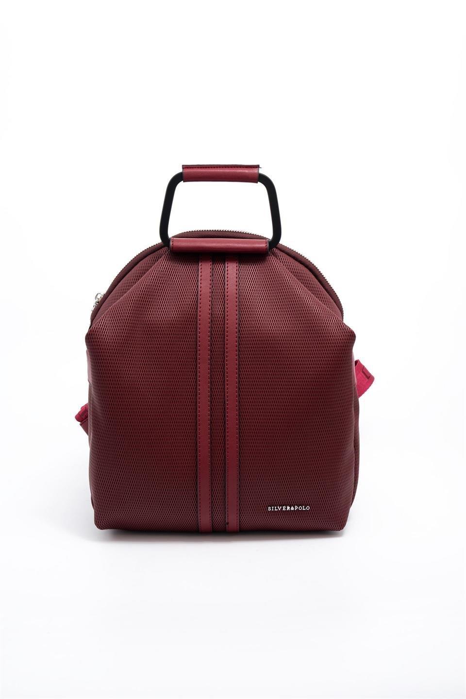 Silver Polo Bordo - Bordo Petek Kadın Sırt Çantası SP771