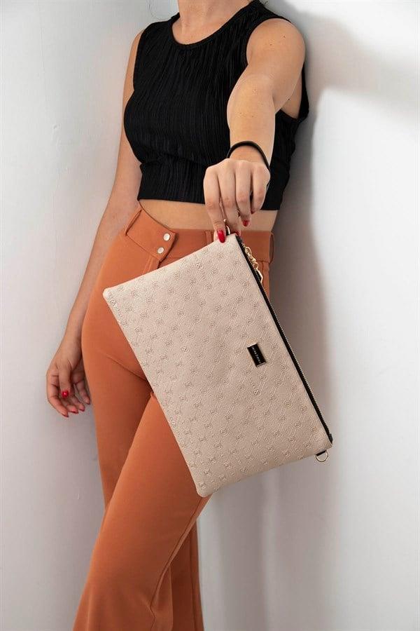 Silver Polo Nut - Siyah Logolu Kadın Portföy ve Clutch El Çantası SP1034