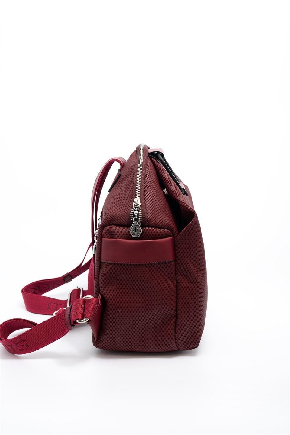 Silver Polo Bordo - Bordo Petek Kadın Sırt Çantası SP771