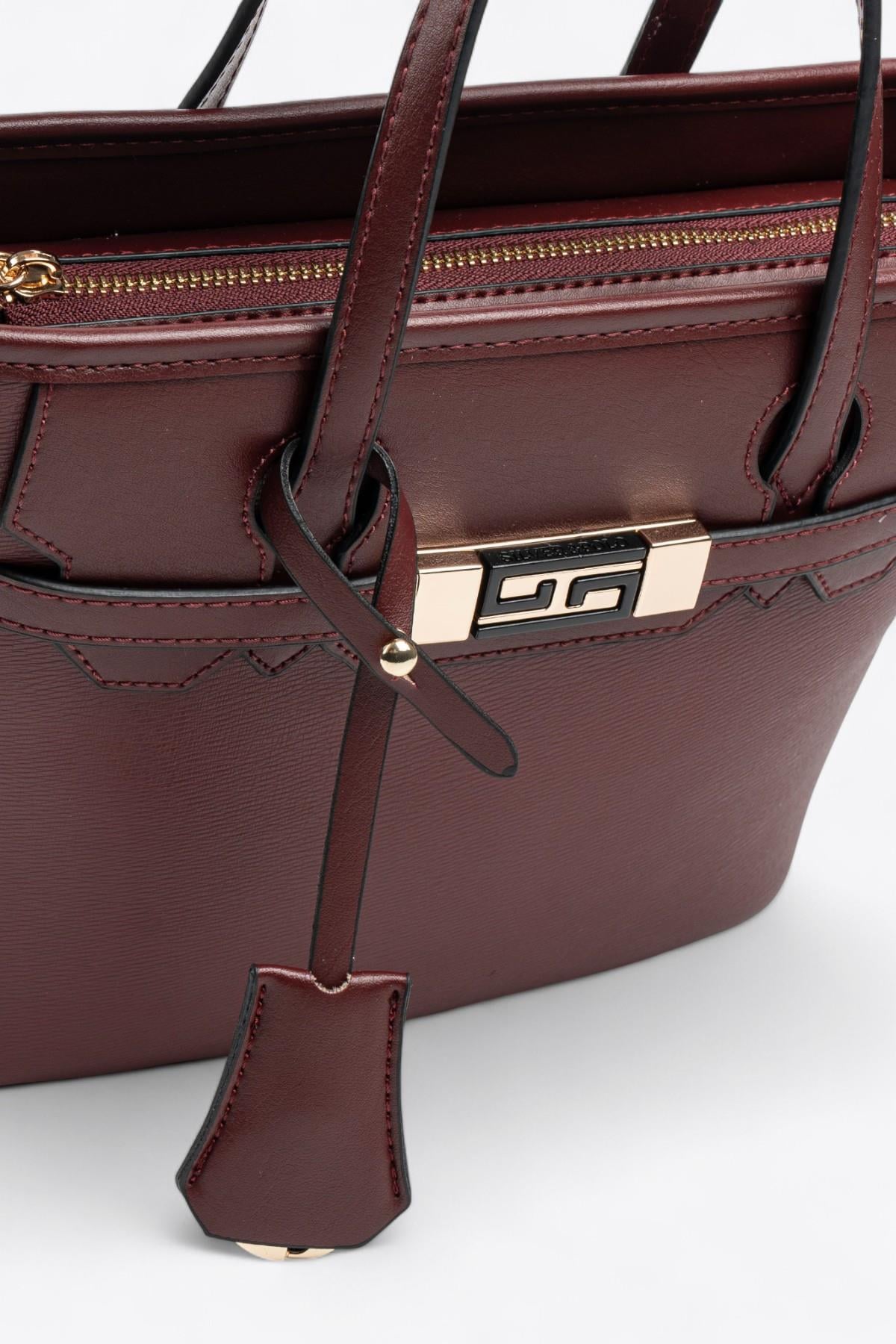 Silver Polo SP1185 Kadın El Çantası Düz Bordo-Bordo