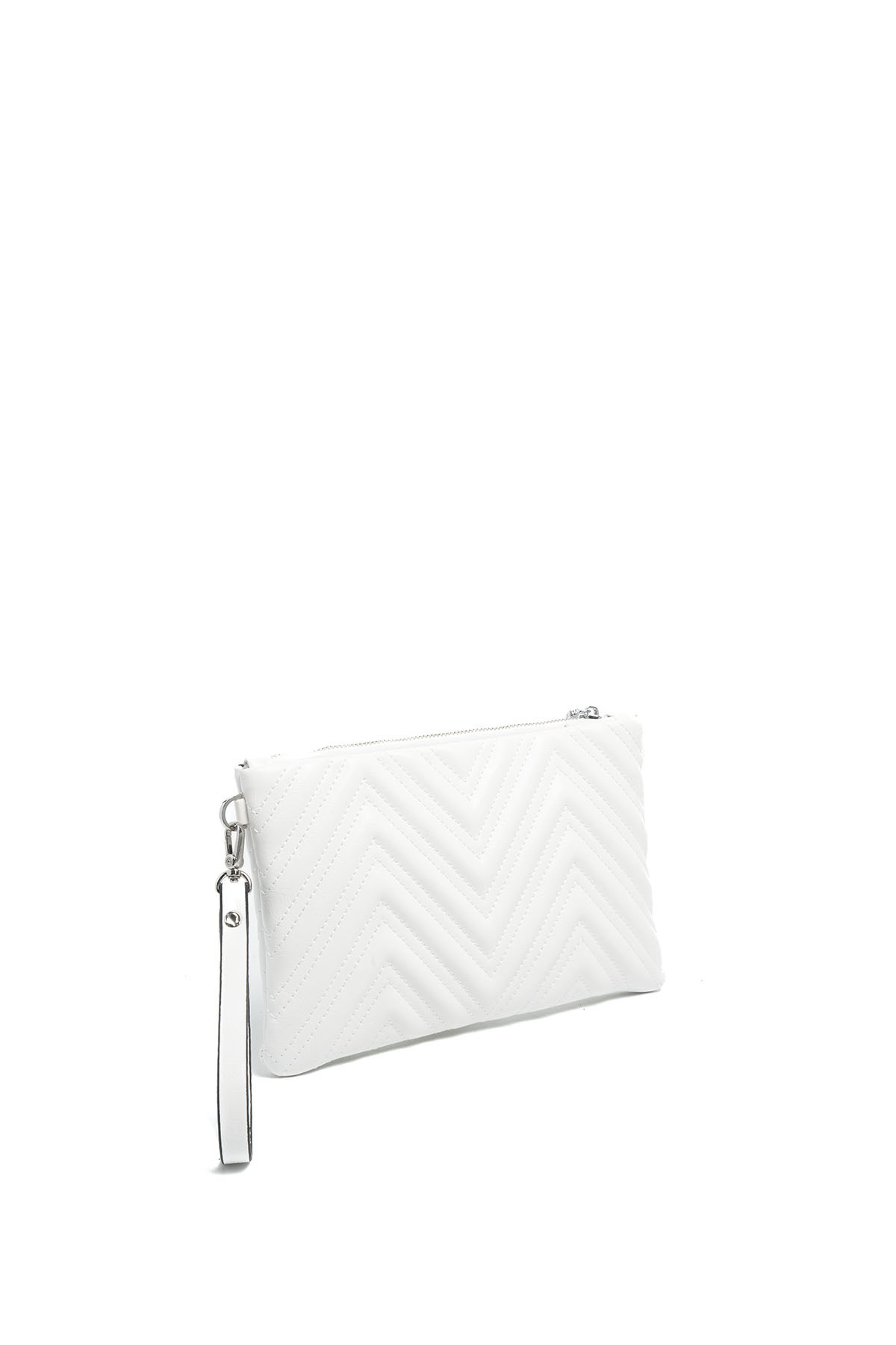 Silver Polo Beyaz - Beyaz Kapitone V Kadın Portföy ve Clutch El Çantası SP1250