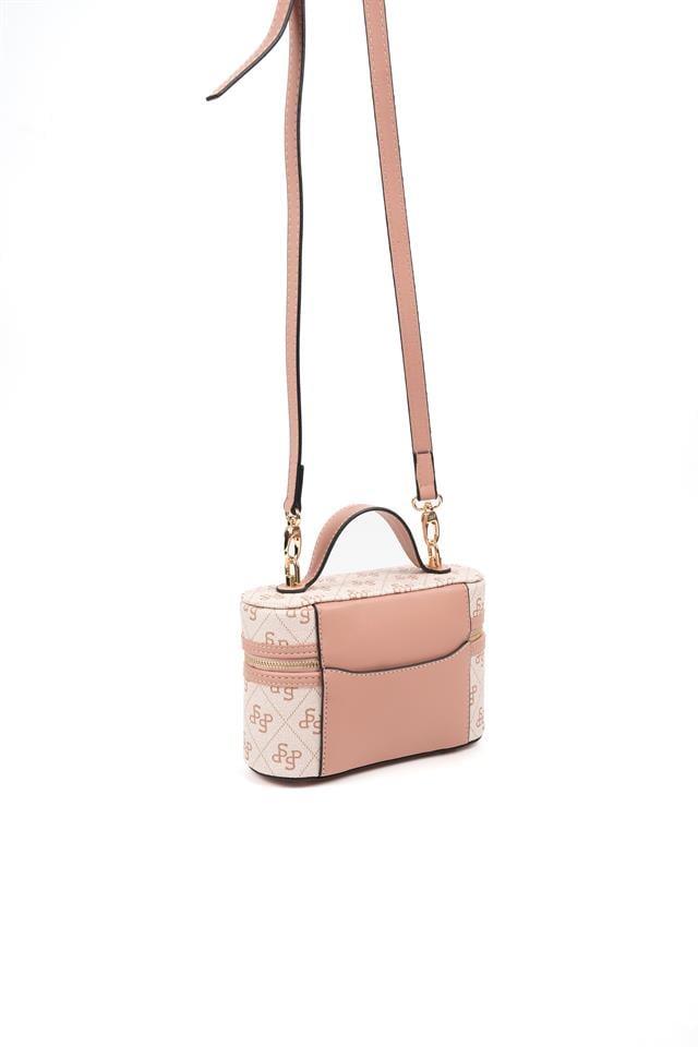 Silver Polo Pembe - Somon Monogram Kadın El Çantası SP1195
