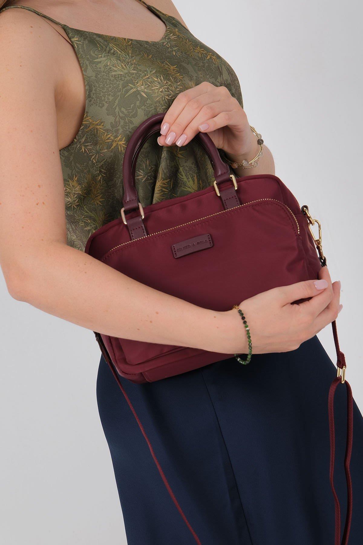 Silver Polo Bordo - Bordo Saten Kadın El Çantası SP1217