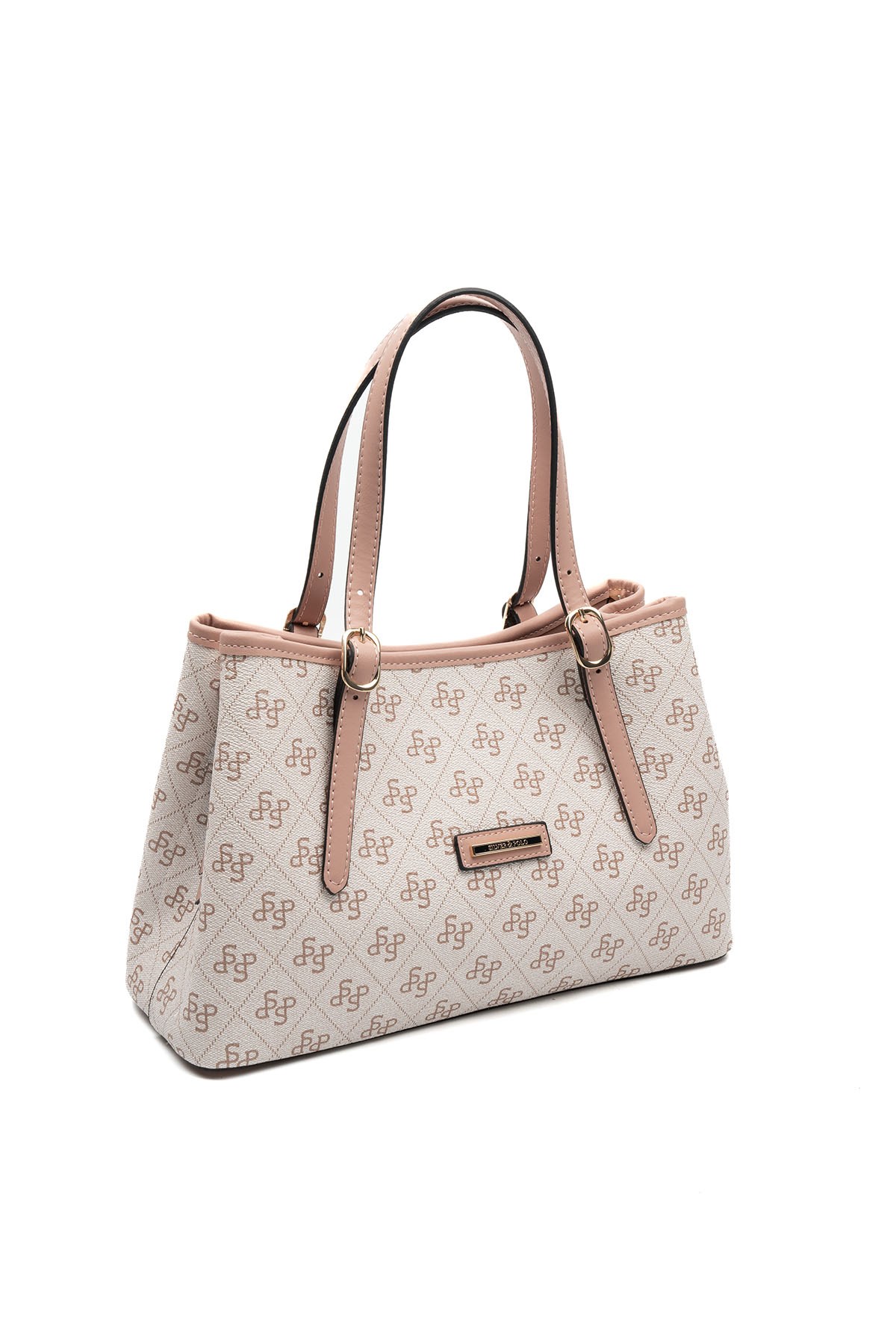 Silver Polo Pembe - Somon Monogram Kadın El Çantası SP1252