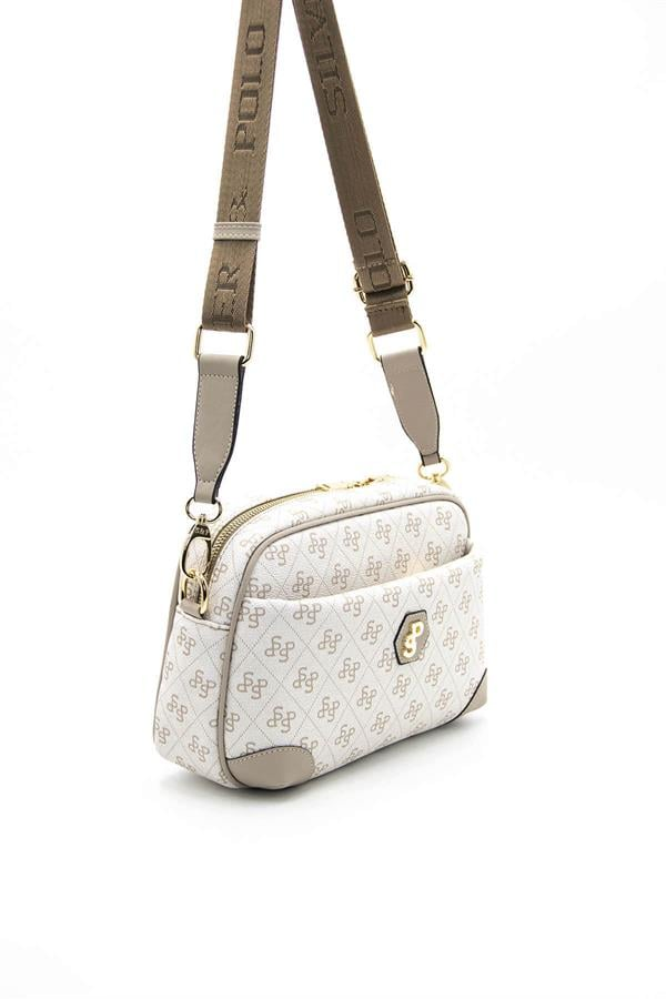 Silver Polo SP1094 Kadın Çapraz Çanta Monogram Bej-Kum