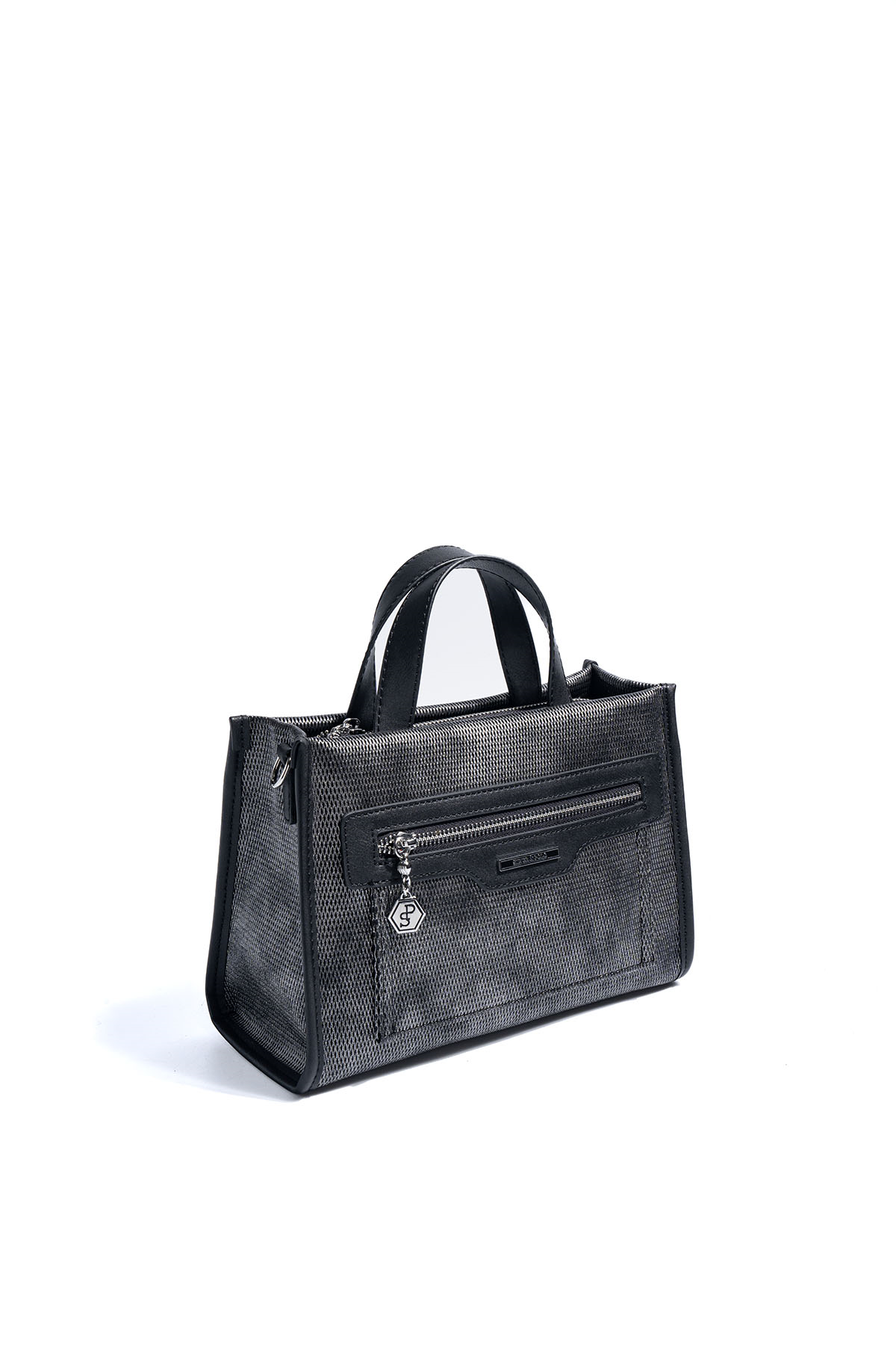 Silver & Polo SP1271 Kadın El Çantası Petek M.Gümüş-Siyah