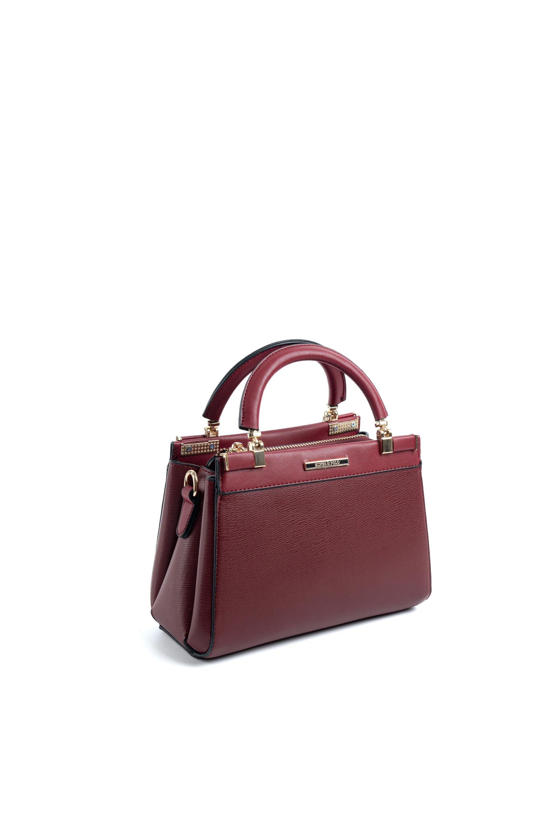 Silver Polo SP1193 Kadın El Çantası Düz Bordo-Bordo