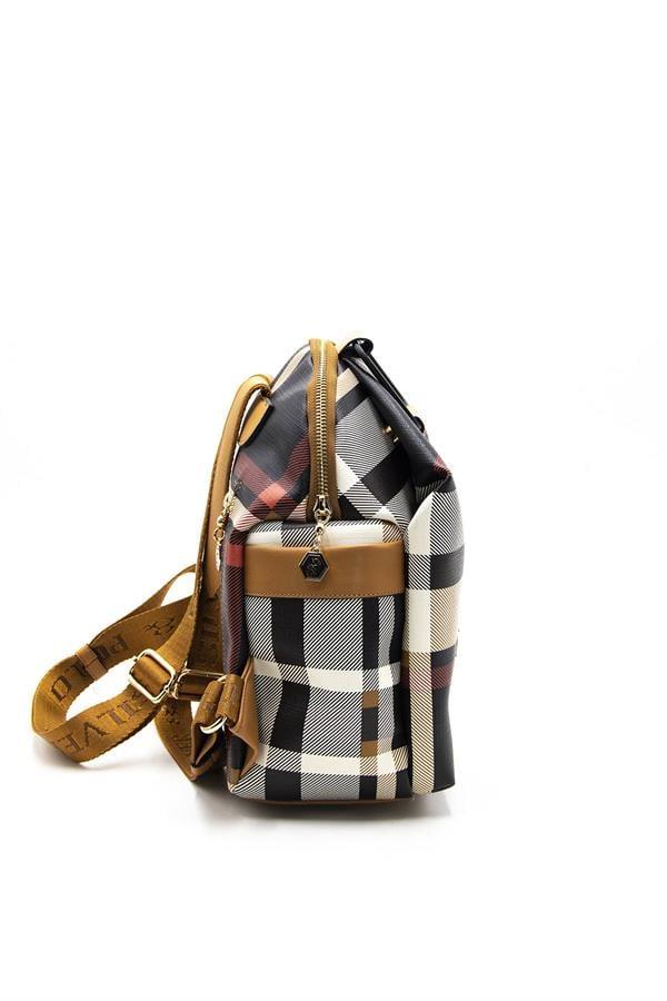 Silver & Polo SP771 Kadın Sırt Çantası Ekose Siyah-A.Taba