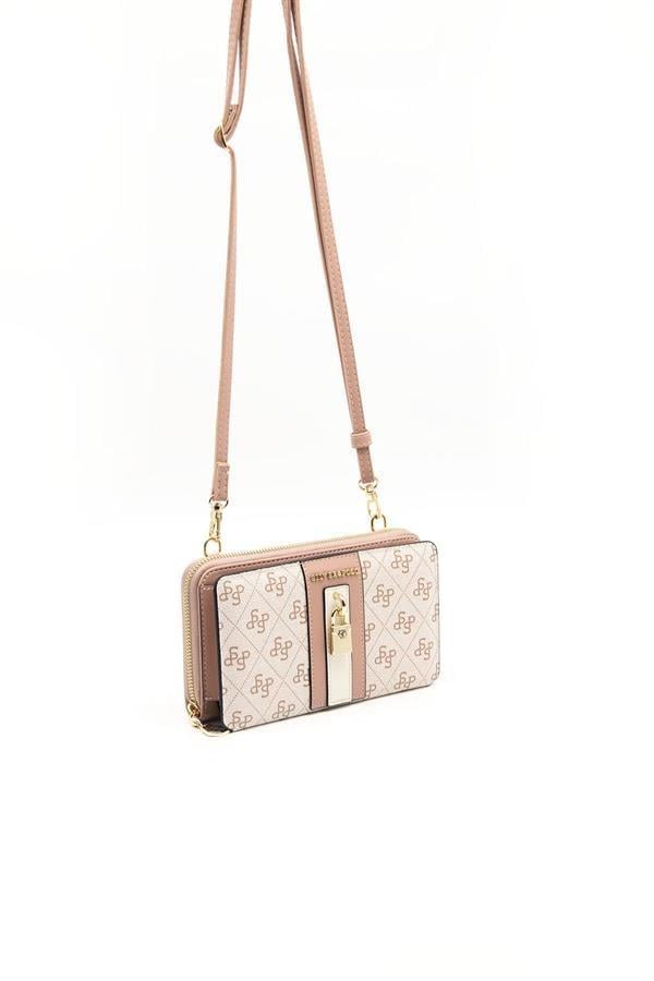 Silver Polo SP1138 Kadın Telefon Çantası Monogram Pembe-Somon-Kemik