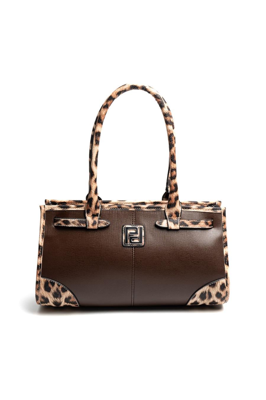 Silver & Polo SP1261 Kadın El Çantası Düz Kahve-Leopar Taba