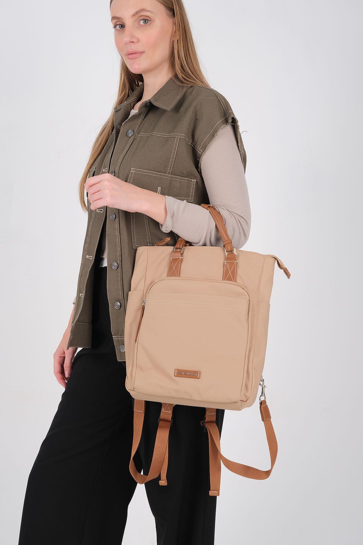 Silver & Polo SP1226 Kadın El Çantası Saten Nut-Taba