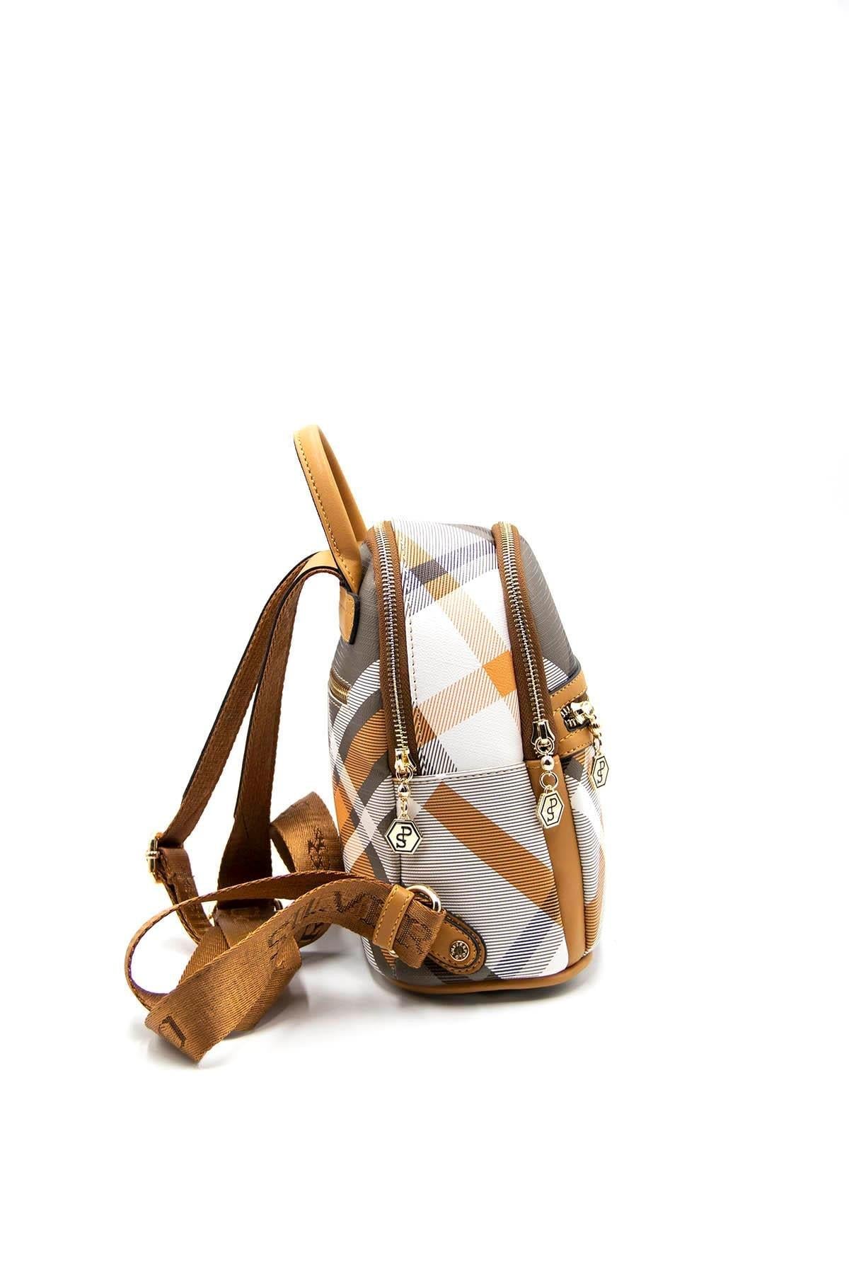 Silver Polo SP983 Kadın Sırt Çantası Ekose Haki-Camel