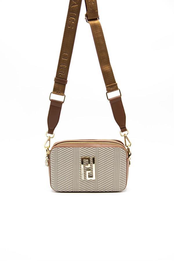 Silver & Polo SP1078 Kadın Çapraz Çanta Hasır Bej-Taba