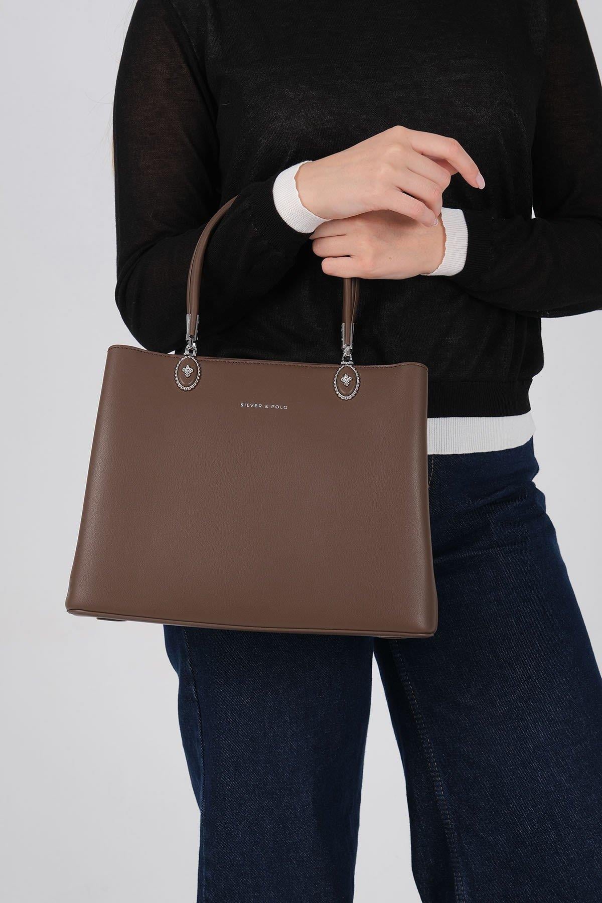 Silver Polo SP1234 Kadın El Çantası Cilt Kahve-Kahve