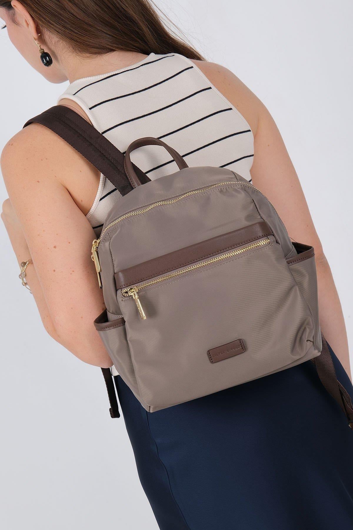 Silver Polo Kum - Kahve Saten Kadın Sırt Çantası SP1209