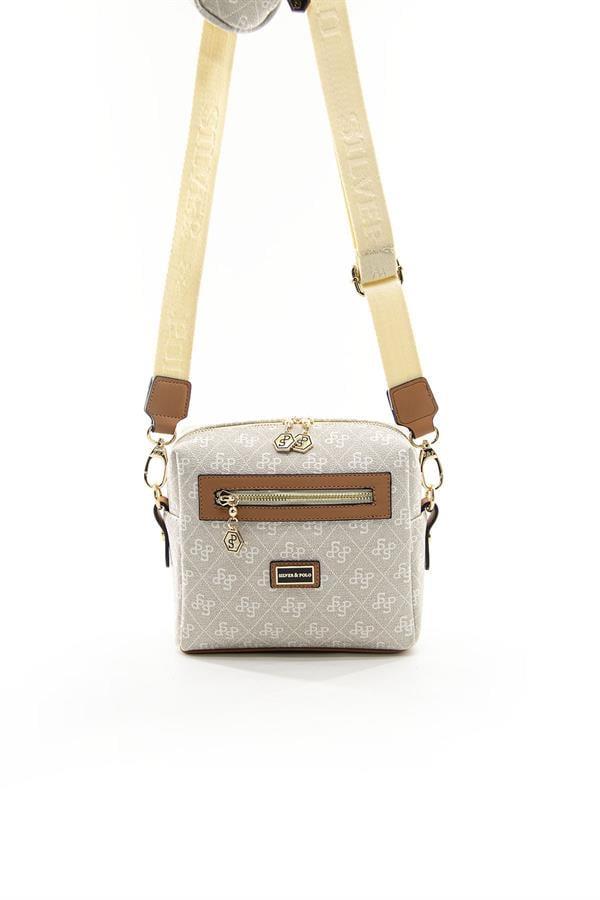 Silver & Polo SP1038 Kadın Çapraz Çanta Monogram Taş-A.Taba