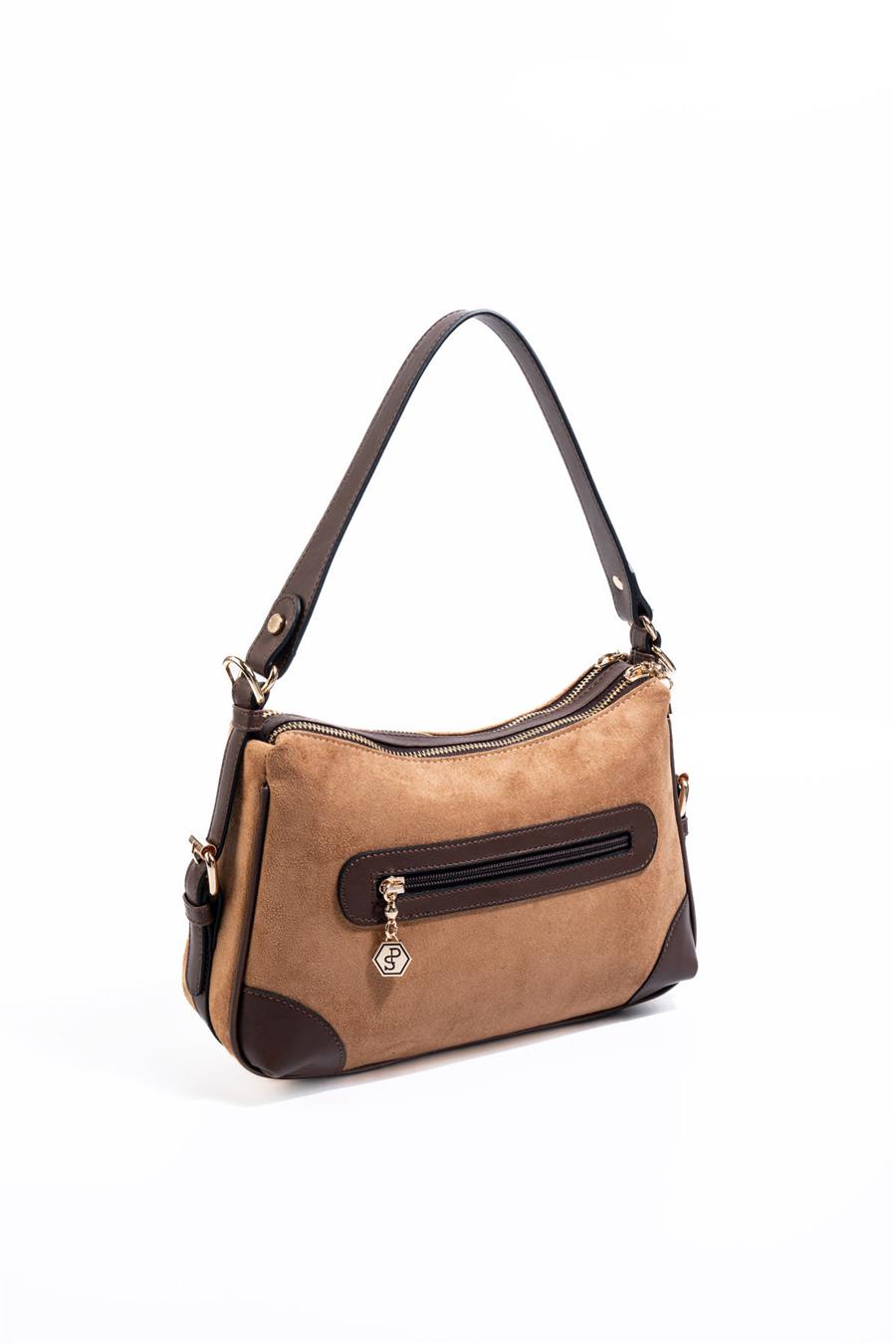 Silver & Polo SP1269 Kadın Omuz Çantası Süet Taba-Kahve
