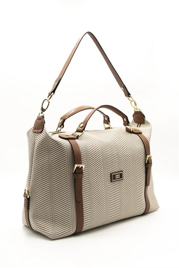 Silver & Polo SP1064 Kadın Seyahat Çantası Hasır Bej-Taba