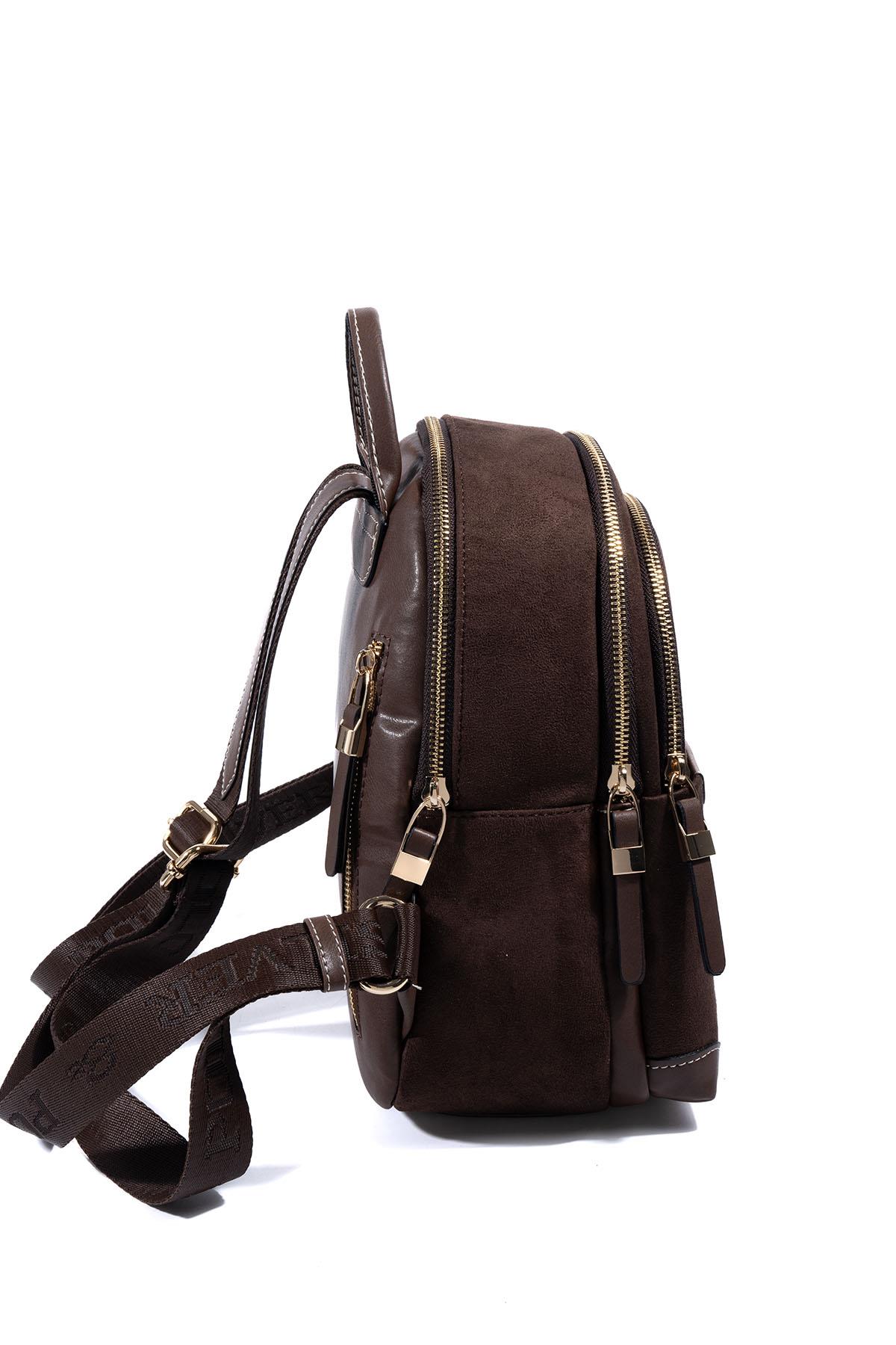 Silver & Polo SP1265 Kadın Sırt Çantası Süet Kahve