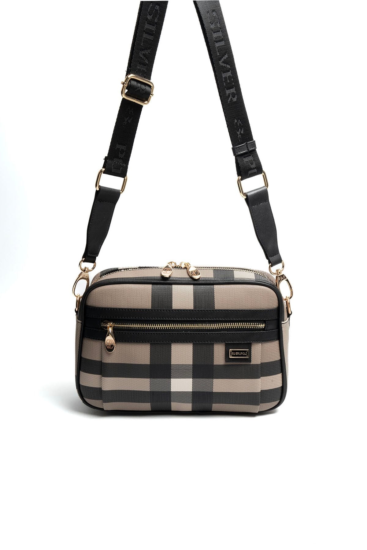 Silver & Polo SP1280 Kadın Çapraz Çanta Ekose Kahve-Siyah