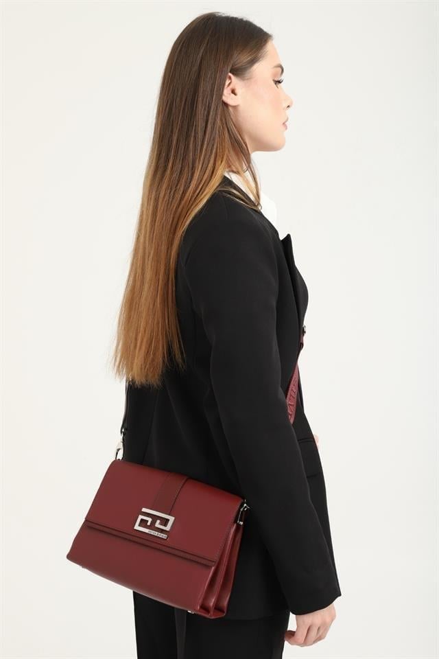 Silver Polo SP1009 Kadın Çapraz Çanta Düz Bordo-Bordo