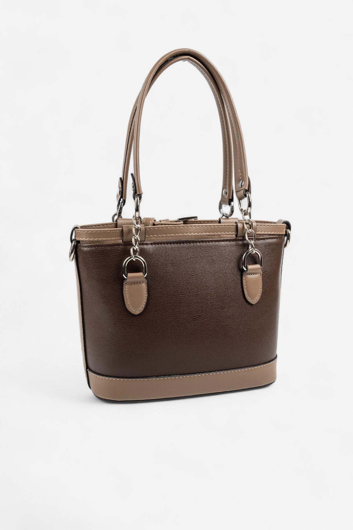 Silver & Polo SP1155 Kadın El Çantası Düz Kahve-Vizon