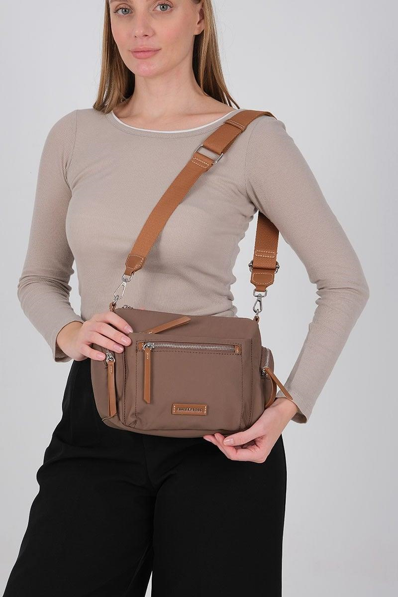 Silver Polo SP1229 Kadın Çapraz Çanta Saten Kahve-Taba