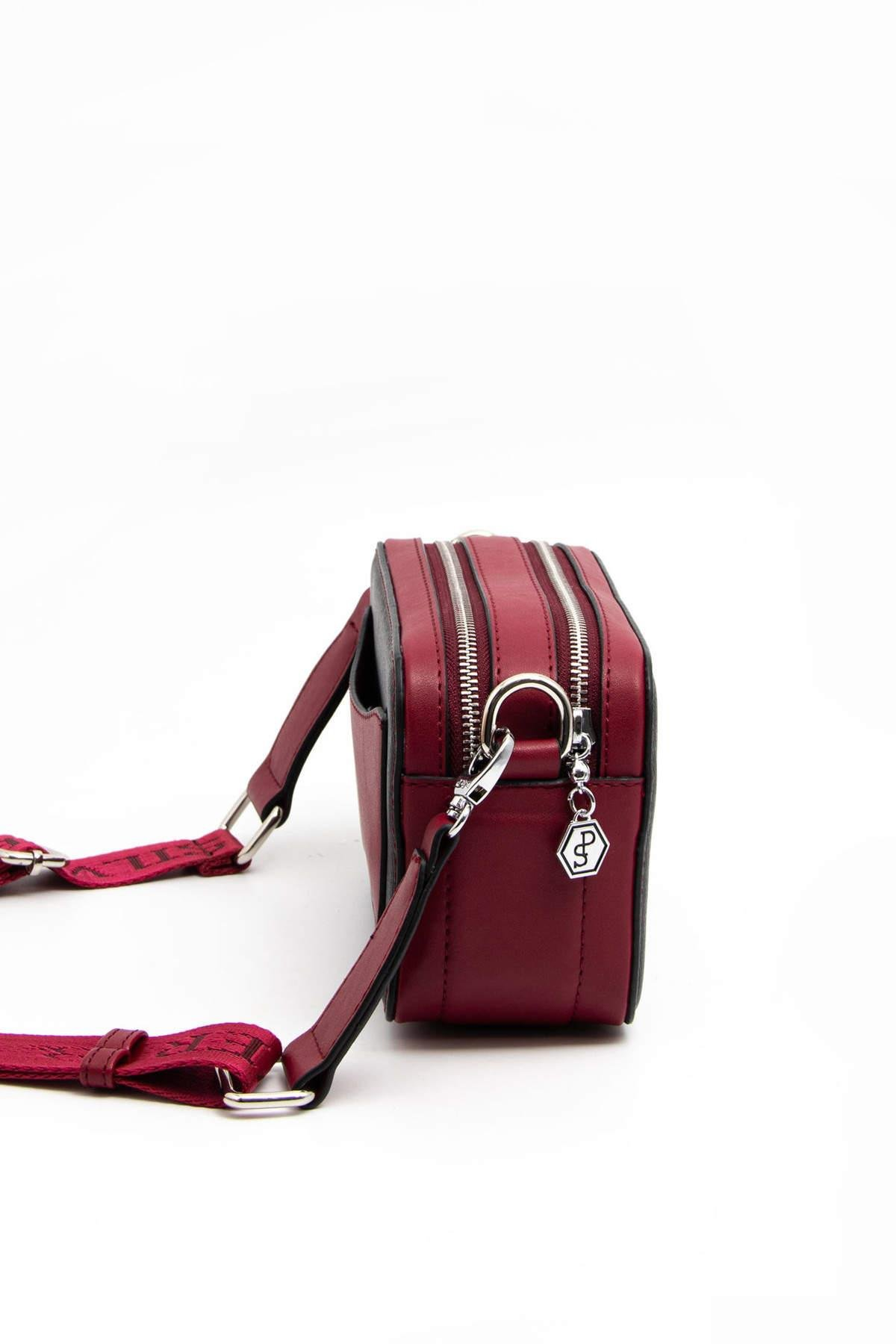 Silver Polo Siyah - Bordo Düz Kadın Çapraz Çanta SP1078