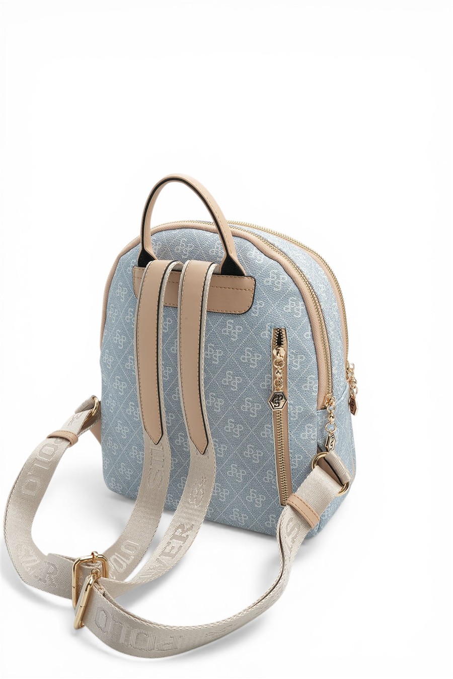Silver Polo SP1265 Kadın Sırt Çantası Monogram Mavi-Ten