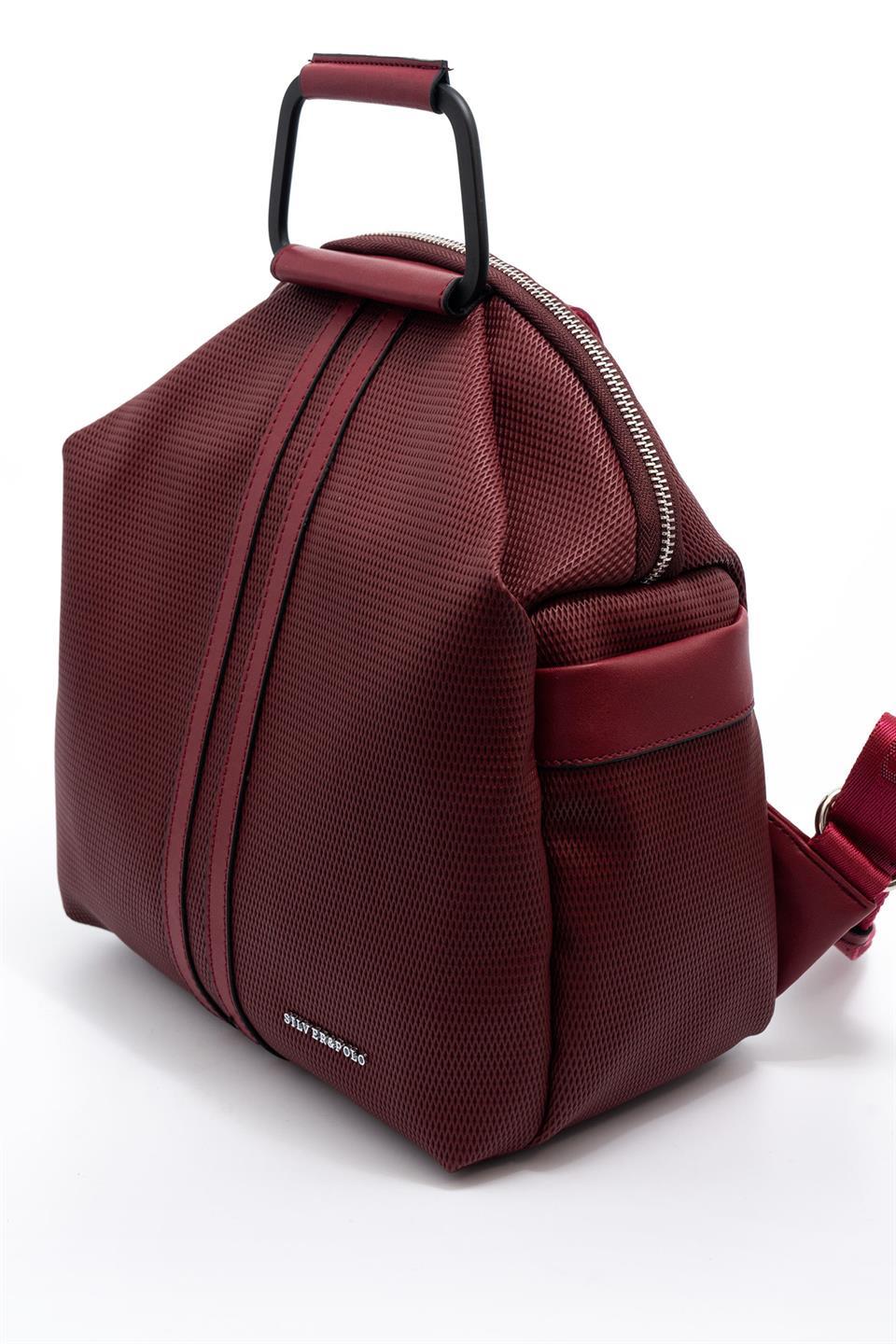 Silver Polo Bordo - Bordo Petek Kadın Sırt Çantası SP771