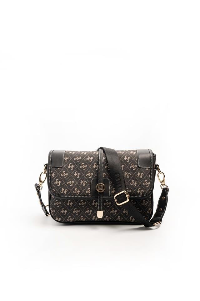Silver & Polo SP1182 Kadın Çapraz Çanta Monogram Füme-Siyah