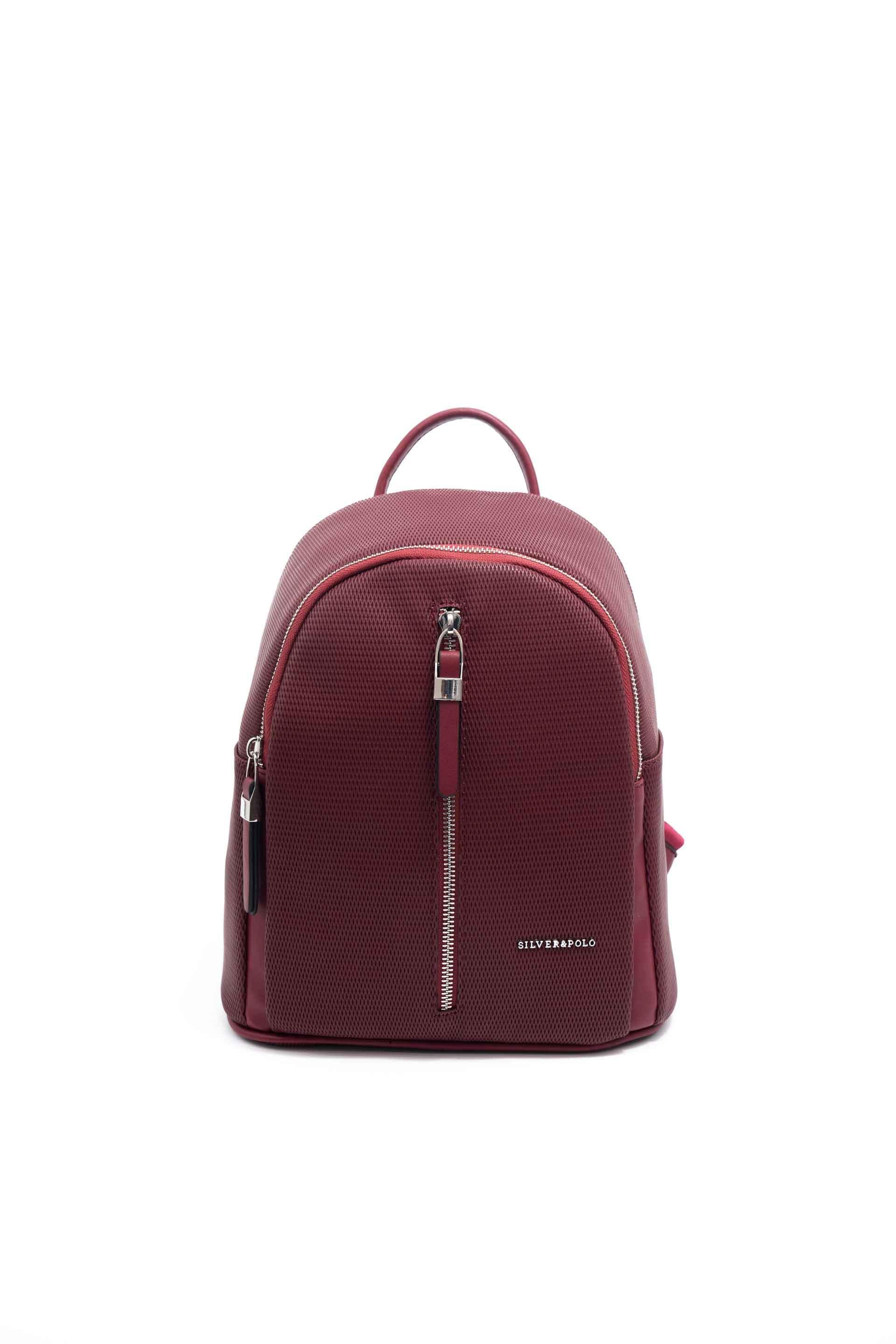 Silver Polo Bordo - Bordo Petek Kadın Sırt Çantası SP901