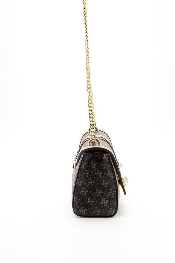 Silver & Polo SP1139 Kadın Çapraz Çanta Monogram Kahve Sarı-A.Taba