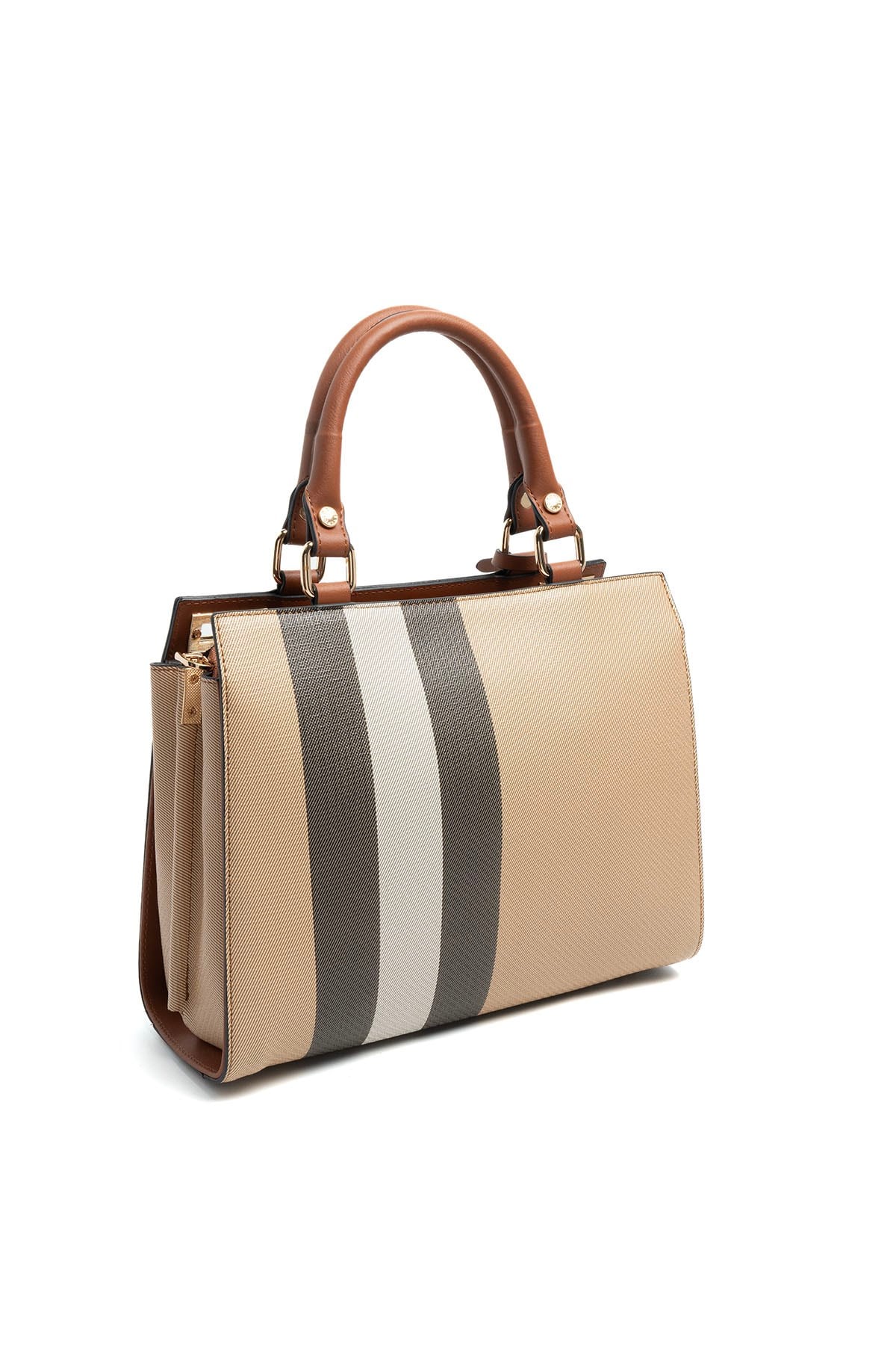 Silver & Polo SP1174 Kadın El Çantası Ekose Bej-Taba